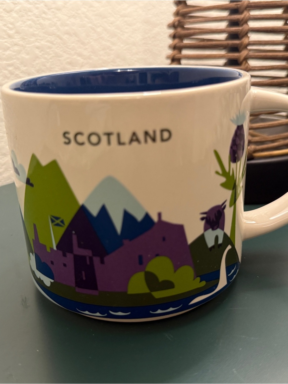 Starbucks Scotland Ceramic Mug - White, Blue, Green, Purple